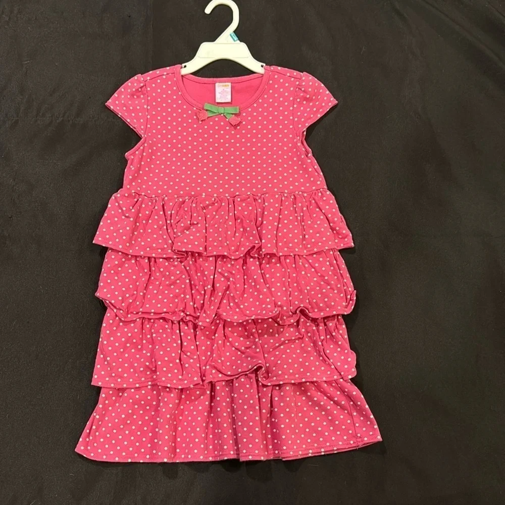 Gymboree dress size 7. pink, white dots, with bow
